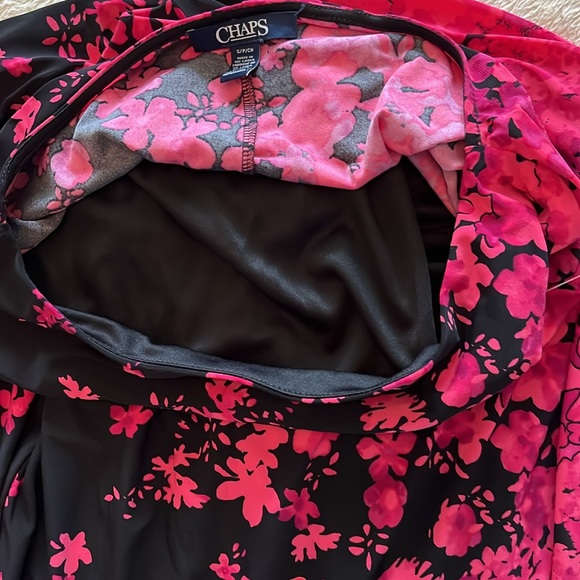 Chaps- Stunning sleeveless black and hot pink floral dress- women's small NWT - Picture 6 of 11